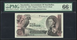 Seychelles Government of Seychelles 5 Rupees 1.1.1968 Pick 14a PMG Gem Uncirculated 66 EPQ. 

HID09801242017