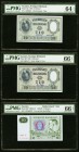Sweden Sveriges Riksbank 10 Kronor 1953; 1958; 1983 Pick 43a; 43f; 52d* Replacement Three Examples PMG Choice Uncirculated 64 EPQ; Gem Uncirculated 66...