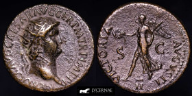 Nero (54-68 A.D.) Bronze Dupondius 11,91 g., 28 mm. Rome 64 Good very fine