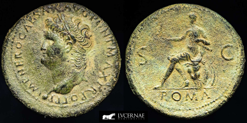Roman Empire - Nero (54-68 AD). Bronze sestertius (23,22 g., 34 mm.), Lugdunum m...