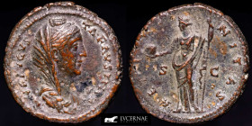 Diva Faustina I (wife of A. Pius) Bronze Dupondius 13,01 g., 27 mm. Rome +141 A.D. Good very fine