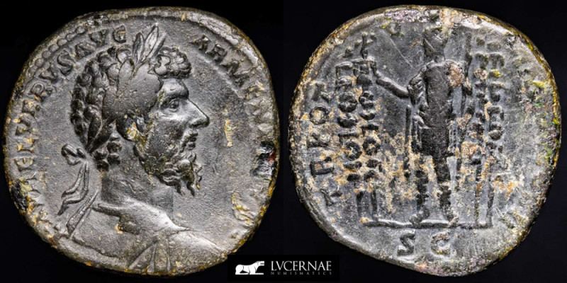 Roman Empire - Lucius Verus (161-169 A.D.) Bronze sestertius (23,11 g, 31 mm.) R...