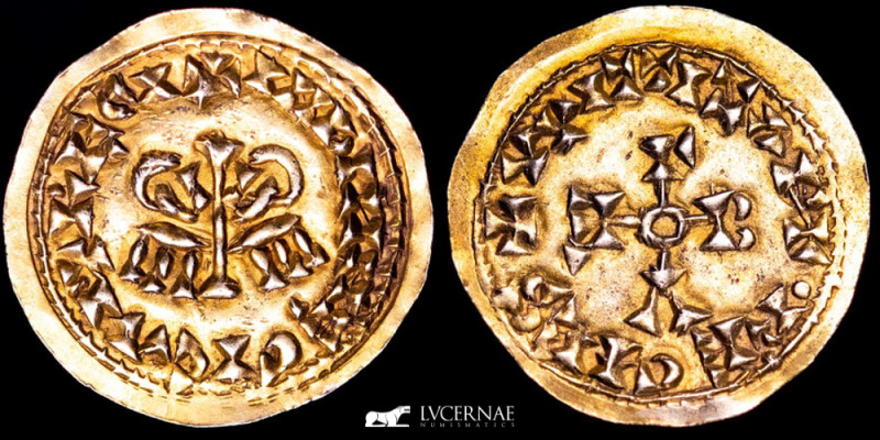 Visigoth Kingdom, Hispania. 

Egica, with Wittiza (687-702 A.D.). Gold Tremissis...