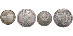Silver coins (2): Russia 1977, Austria 1780 Restrike
Various condition. USSR (Leningrad Mint) 5 Roubles 1977 - Leningrad. Commemorative issue: 1980 Su...
