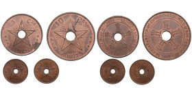 Belgian Congo - Leopold II (1885-1908) (4)
UNC. Beautiful Belgian Congo set in mint state, featuring bright luster and attractive natural toning. 1 Ce...