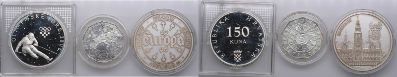 Commemorative silver coins and medal: Austria, Croatia, Germany (3)
UNC-PROOF. A...
