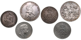 German States, Kingdom of Prussia (Berlin) - Wilhelm II (1888-1918) (3)
Various condition. 2 Mark 1901 - 200th Anniversary of the Kingdom of Prussia. ...