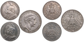 German States, Kingdom of Prussia (Berlin) - Wilhelm II (1888-1918) (3)
Various condition. 2 Mark 1901 - 200th Anniversary of the Kingdom of Prussia (...