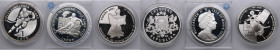 Commemorative silver coins: Latvia, Isle of Man, Spain (3)
PROOF. Latvia (Mint of Finland, Vantaa) 1 Lats 2001 – Solt Lake Olympics. Ice Hockey. KM 50...