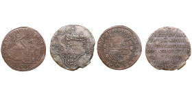 Group of Netherlands Copper Token 1593, 1605 (2)
VF-XF. Spanish Netherlands, County of Flanders Copper Token 1605 - Albert VII (1598-1621) and Isabell...