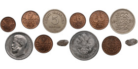 Small group of Russian, Poland & Estonian coins (6)
Mostly UNC. Included: 50 Kopecks 1913 BC; 2 grosze 1939 (2); 1 Grosze 1939; 5 Marka 1924; Imitatio...