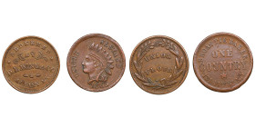 Group of USA, Civil War Tokens 1863 - Store Cards (2)
XF-AU. D.L. Wing & Co, Albany, New York / ‘Union flour’. Undated (1861-1865). Fuld 010H-8a. Indi...