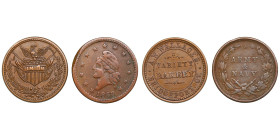 Group of USA, Civil War Tokens 1863 (2)
VF-AU. Eagle seated on the union shield / A.W. Wallace’s Variety bakery, Bridgeport. Undated (1861-1865). Fuld...