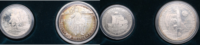 USA ½ Dollar, 1 Dollar 1992 - Columbus Quincentenary Coins (2)
PROOF. With box a...