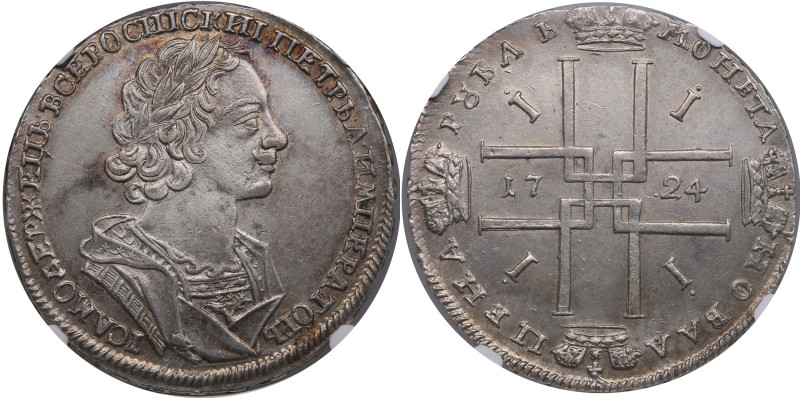 Russia Rouble 1724 - Peter I the Great (1682-1725) - NGC AU 58
A remarkable exam...