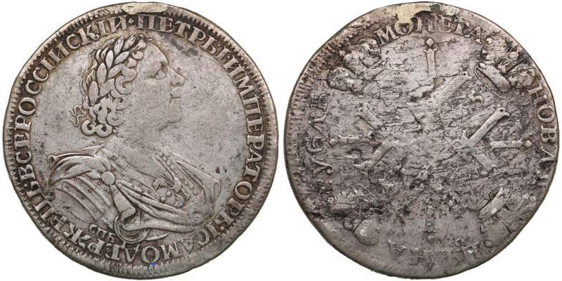 Russia Rouble 1725 СПБ - "Sun Ruble" - Peter I the Great (1682-1725)
26.19g. VF/...