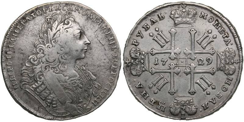 Russia Rouble 1729 - Peter II (1727-1730)
27.36g. VF/XF+. Type with ribbon of or...