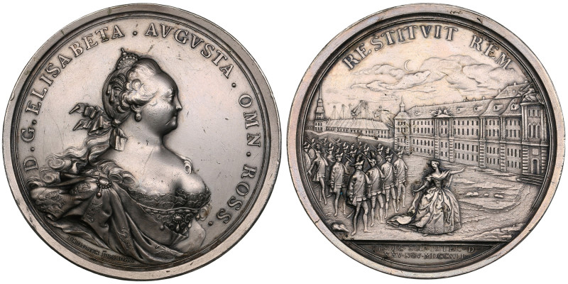 Russia Bronze (Silvered) Medal 1741 – Accession of Empress Elizabeth, 25 Novembe...