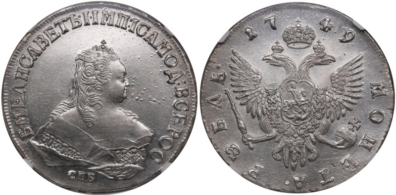 Russia Rouble 1749 СПБ - Elizabeth (1741-1762) - NGC MS 62
Only 4 coins certifie...
