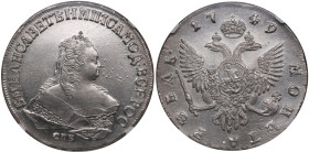 Russia Rouble 1749 СПБ - Elizabeth (1741-1762) - NGC MS 62
Only 4 coins certified finer by NGC. An appealing example featuring vibrant mint brilliance...
