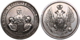 Russia Bronze (Silvered) Medal 1855 – Centennial of Moscow University – Nicholas I (1825–1855)
197.65g. 79mm. XF/XF. Medaliers: V. Alekseev (on obvers...