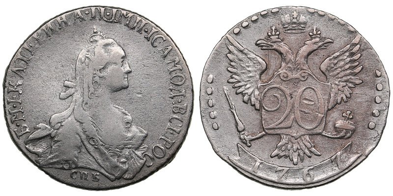 Russia 20 Kopecks 1767 СПБ - Catherine II the Great (1762-1796)
5.22g. VF/VF+. B...