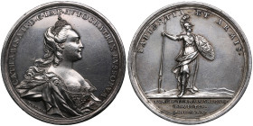 Russia Bronze (Silvered) Medal 1770 – Victories over Turkey – Catherine II (1762–1796).
29.14g. 45mm. AU/XF. Deformation. Edge marks. Medalier: Johann...
