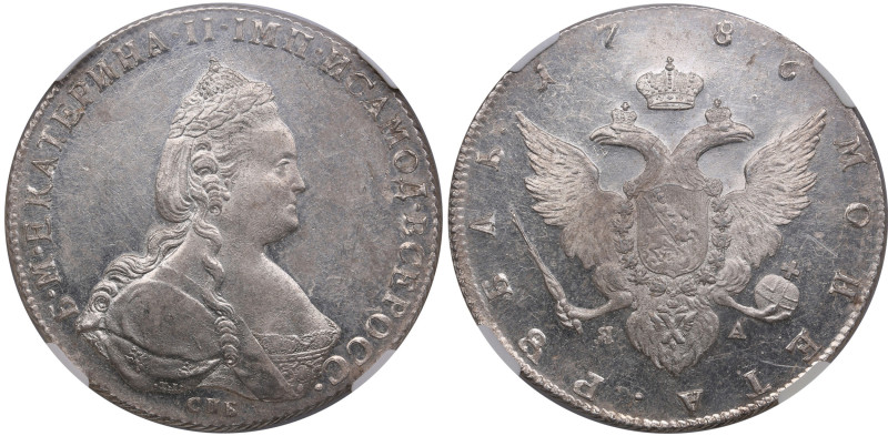 Russia Rouble 1786 СПБ-ЯА - Catherine II (1762-1796) - NGC MS 61 "Star"
Accordin...