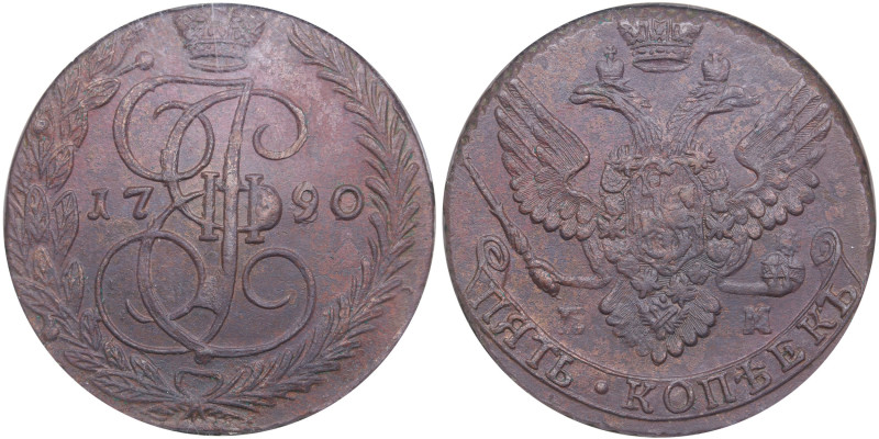 Russia (Ekaterinburg mint) 5 Kopecks 1790/89 EM - Catherine II the Great (1762-1...