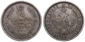Russia 25 Kopecks 1855 СПБ-HI - Alexander II (1855-1881)
5.13g. XF/XF. Bitkin 53. 