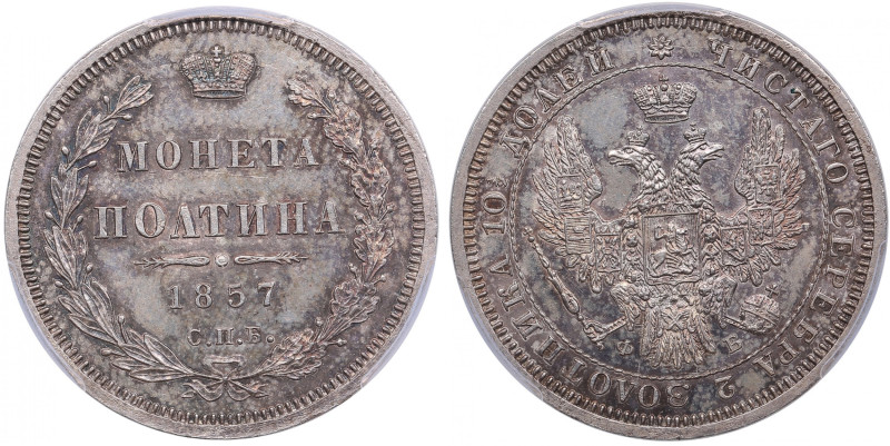 Russia Poltina 1857 СПБ-ФБ - Alexander II (1855-1881) - PCGS MS 63
Only 6 coins ...