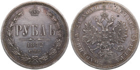 Russia Rouble 1872 СПБ-HI - Alexander II (1855-1881)
20.60g. XF+/AU. An attractive specimen with mirror-like mint luster and attractive old patina. Bi...