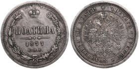 Russia Poltina 1877 СПБ-HI - Alexander II (1855-1881)
10.34g. VF/VF+. Large egle. Bitkin 125. 