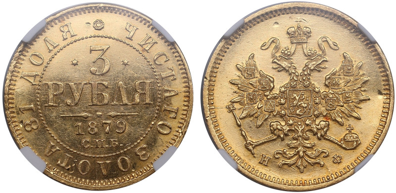Russia 3 Roubles 1879 СПБ-НФ - Alexander II (1855-1881) - NGC MS 62
Standard wei...