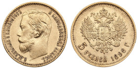 Russia 5 Roubles 1898 АГ - Nicholas II (1894-1917)
4.29g. Au 0.900. XF/AU. Bitkin 20; Sidorov 4981. PLEASE NOTE: This lot is subject to a reduced buye...