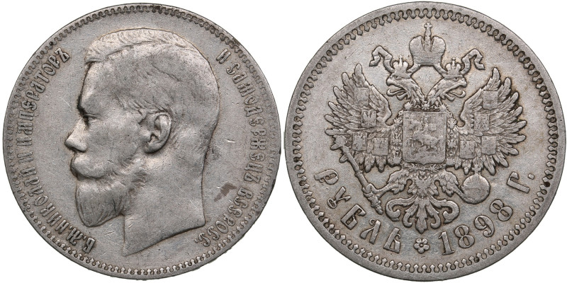Russia Rouble 1898 AГ - Nicholas II (1894-1917)
19.84g. VF/VF+. Bitkin 43. 