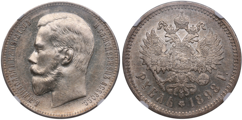 Russia Rouble 1898 АГ - Nicholas II (1894-1917) - NGC MS 61
A charming, lustrous...