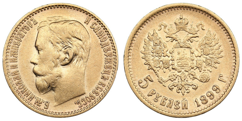 Russia 5 Roubles 1899 ФЗ - Nicholas II (1894-1917)
4.26g. Au 0.900. VF/XF. Bitki...