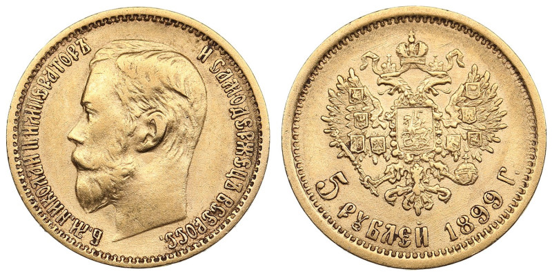 Russia 5 Roubles 1899 ФЗ - Nicholas II (1894-1917)
4.26g. Au 0.900. VF/XF. Bitki...