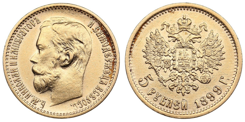 Russia 5 Roubles 1899 ЭБ - Nicholas II (1894-1917)
4.27g. Au 0.900. XF/XF. Quite...
