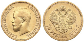 Russia 10 Roubles 1900 ФЗ - Nicholas II (1894-1917)
8.56g. Au 0.900. VF/XF. An early type of portrait. Bitkin 7; Sidorov 2002. PLEASE NOTE: This lot i...