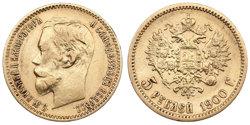 Russia 5 Roubles 1900 ФЗ - Nicholas II (1894-1917)
4.27g. Au 0.900. XF-/XF+. Tra...