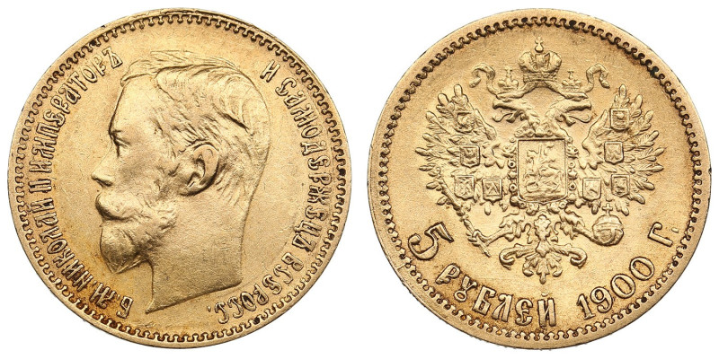 Russia 5 Roubles 1900 ФЗ - Nicholas II (1894-1917)
4.30g. Au 0.900. XF/AU. Bitki...