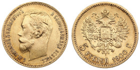 Russia 5 Roubles 1900 ФЗ - Nicholas II (1894-1917)
4.30g. Au 0.900. XF/AU. Bitkin 26; Sidorov 4003. PLEASE NOTE: This lot is subject to a reduced buye...