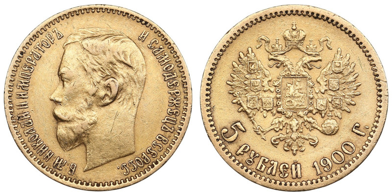 Russia 5 Roubles 1900 ФЗ - Nicholas II (1894-1917)
4.27g. Au 0.900. VF/XF.Transi...