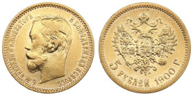Russia 5 Roubles 1900 ФЗ - Nicholas II (1894-1917)
4.28g. Au 0.900. VF/XF. Bitkin 26; Sidorov 4003. PLEASE NOTE: This lot is subject to a reduced buye...