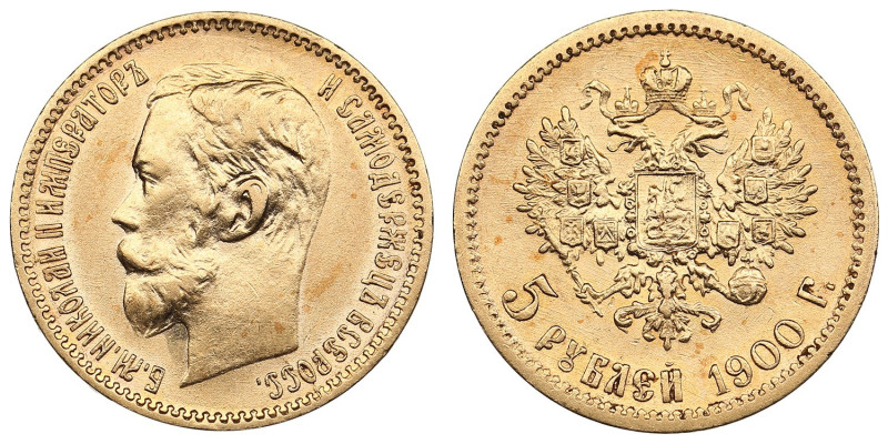 Russia 5 Roubles 1900 ФЗ - Nicholas II (1894-1917)
4.30g. Au 0.900. XF+/AU. Bitk...