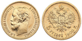 Russia 5 Roubles 1900 ФЗ - Nicholas II (1894-1917)
4.30g. Au 0.900. XF+/AU. Bitkin 26; Sidorov 4003. PLEASE NOTE: This lot is subject to a reduced buy...