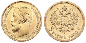 Russia 5 Roubles 1900 ФЗ - Nicholas II (1894-1917)
4.31g. Au 0.900. XF/AU. Bitkin 26; Sidorov 4003. PLEASE NOTE: This lot is subject to a reduced buye...