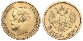 Russia 5 Roubles 1900 ФЗ - Nicholas II (1894-1917)
4.30g. Au 0.900. AU/XF. Bitkin 26; Sidorov 4003. PLEASE NOTE: This lot is subject to a reduced buye...